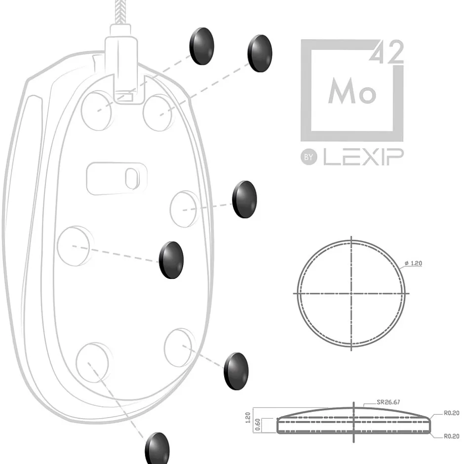 Lexip JVAPCM00434 Mouse Ceramic Glide Feet Mo42, Black* Gaming Accessories