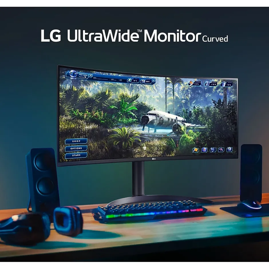 LG 34" UltraWide Curved WQHD 160Hz Gaming Monitor with AMD FreeSync Technology, Black (34BP65C-B)* Gaming Monitors