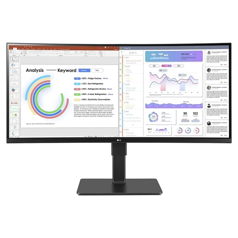 LG 34" UltraWide WQHD Curved IPS 60 Hz LED Monitor with Built-in Universal Docking Station, Business Black (34BQ77QB-B)* Curved Monitors