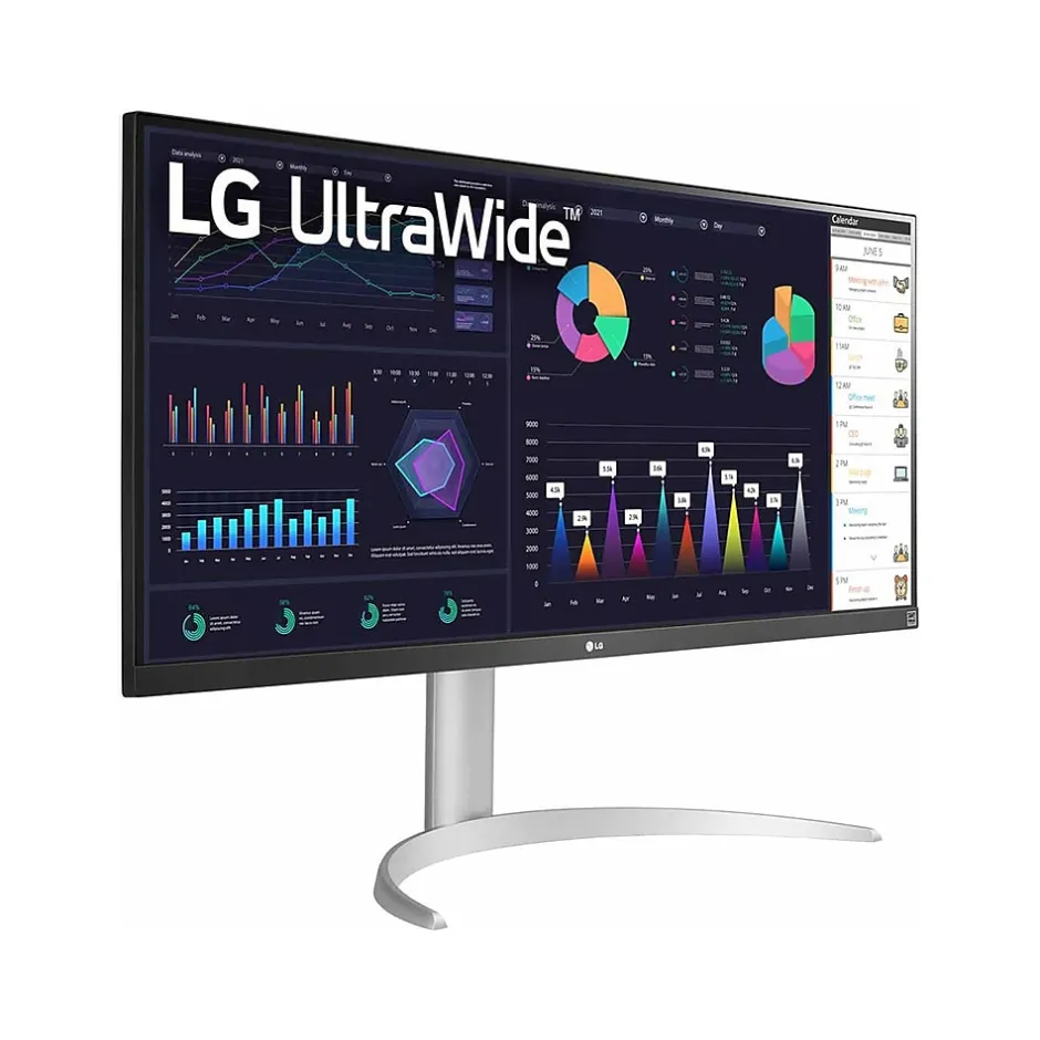 LG Ultrawide 34" Flat FHD IPS 100 Hz LCD Monitor with Built-In Universal Docking Station, White/Silver Pearl (34BQ650-W)* Flat Monitors