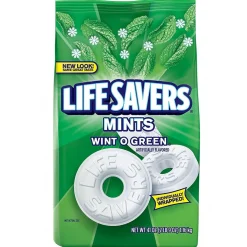 Gum & Mints<LifeSavers LIFE SAVERS Wint-O-Green Individually Wrapped Breath Mints, 2.5 lb. Stand-up Bag (LEFEWINT6)