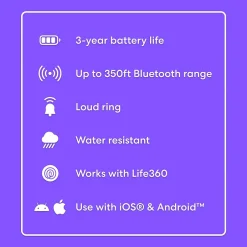 Tile by Life360 Life360 Tile Essentials Pack Bluetooth Tracker, Black, 4/Pack (RE-64014)