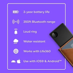 Tile by Life360 Life360 Tile Slim Bluetooth Tracker, Black (RE-62011)