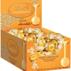 Chocolate<Lindt LINDOR Chocolate Truffles, White Chocolate, 60 Truffles/Box