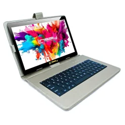Linsay ® 10.1" OCTA CORE 128GB Storage Android 13 Tablet Dual Camera Android with Silver Keyboard and Pen Stylus