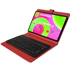 Linsay 12" Octa Core Tablet, 8GB RAM, 256GB Storage, Android 14, Bundled with Red Style Keyboard