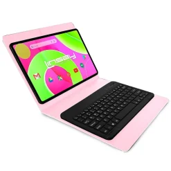 Linsay 12" Octa Core Tablet, 8GB RAM, 256GB Storage, Android 14, Bundled with Pink Style Keyboard