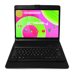 Linsay 12" Octa Core Tablet, 8GB RAM, 256GB Storage, Android 14, Bundled with Black Style Keyboard with App Pack