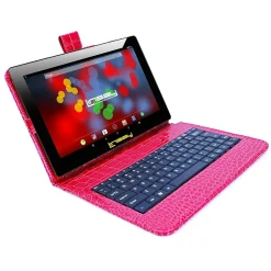 Linsay F10 Series 10.1" Tablet, WiFi, 2GB RAM, 64GB , Android 13, Black w/Red Crocodile Keyboard (F10XIPSBKCOREDW)
