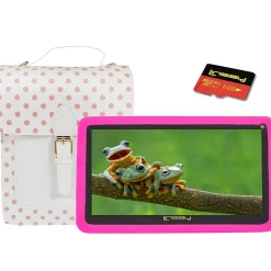 Linsay Kids' 7" Tablet with Case, Kids' Bag & microSD Card, Wi-Fi, 2 GB RAM, 64GB Android 13, Pink (F7UHDKIDSPIBSD)