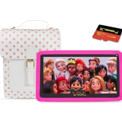 Linsay Kids' 7" Tablet with Case, Kids' Bag & microSD Card, Wi-Fi, 2 GB RAM, 64GB Android 13, Pink (F7UHDKIDSPIBSD)