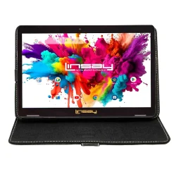 Linsay Octa Core 10.1" Tablet, 4GB RAM, 128GB Storage, Android 13, Bundled with Black Leather Case and Stylus Pen
