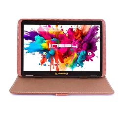 Linsay Octa Core 10.1" Tablet, 4GB RAM, 128GB Storage, Android 13, Bundled with Brown Leather Case and Stylus Pen