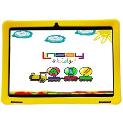 Linsay Octa Core 10.1" Tablet, 4GB RAM, 128GB Storage, Android 13, Bundled with Yellow Kids Case, Earphones, LED Backpack