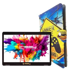 Linsay Octa Core 10.1" Tablet, 4GB RAM, 128GB Storage, Android 13, Bundled with Gamer Shape Case and Stylus Pen
