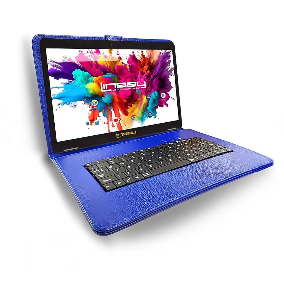 Linsay 10.1"OCTA CORE 128GB Storage Android 13 Tablet with Blue Style Keyboard and Pen Stylus