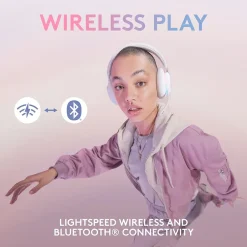 Logitech Aurora Wireless Gaming Over-Ear Headphones, Bluetooth, White Mist (981-001082)