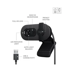 Logitech Brio 100 Full HD 1080p Webcam, 2 Megapixels, Graphite (960-001580)* Webcams