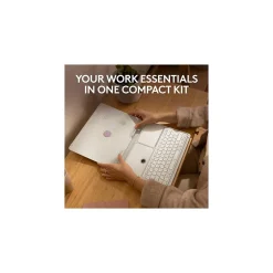 Logitech Casa Pop-Up Desk Work From Home Kit: Laptop Stand, Keyboard, Touchpad & Storage, Nordic Calm (920-011238)