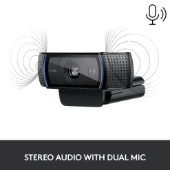 Logitech C920S Pro 1080p HD Webcam, Black (960-001257)* Webcams