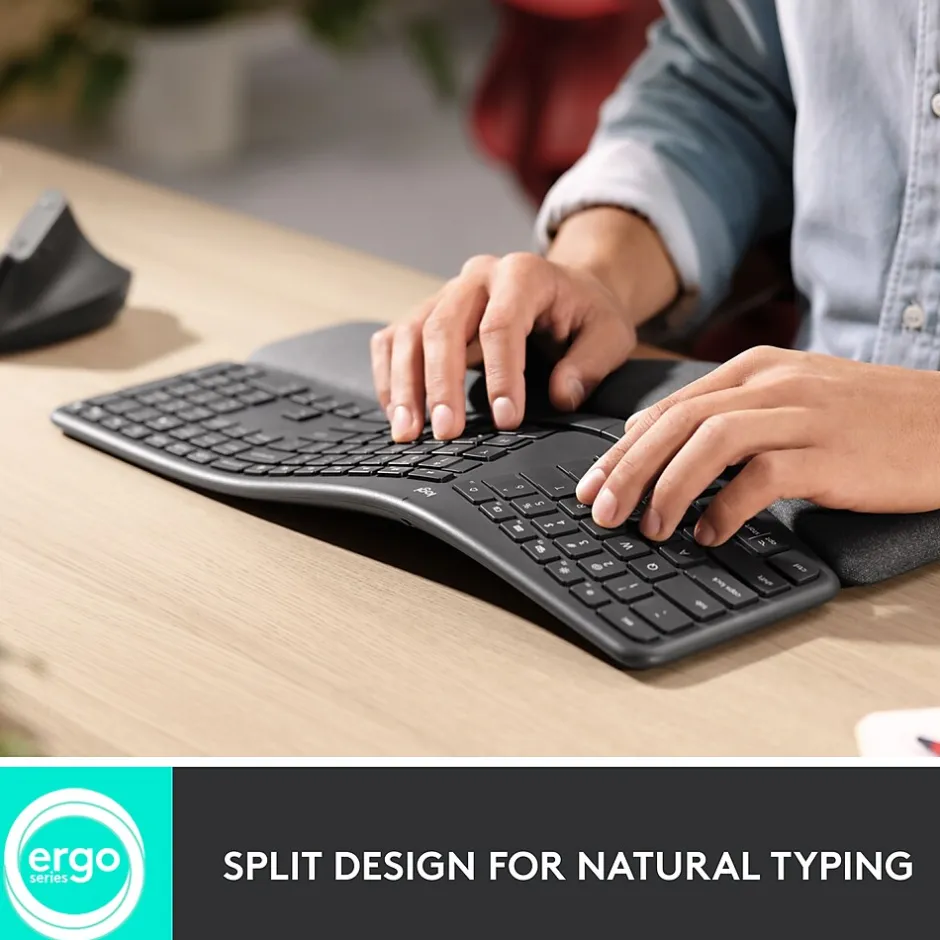 Logitech ERGO K860 Wireless Keyboard, Graphite (920-009166)* Ergonomic Keyboards