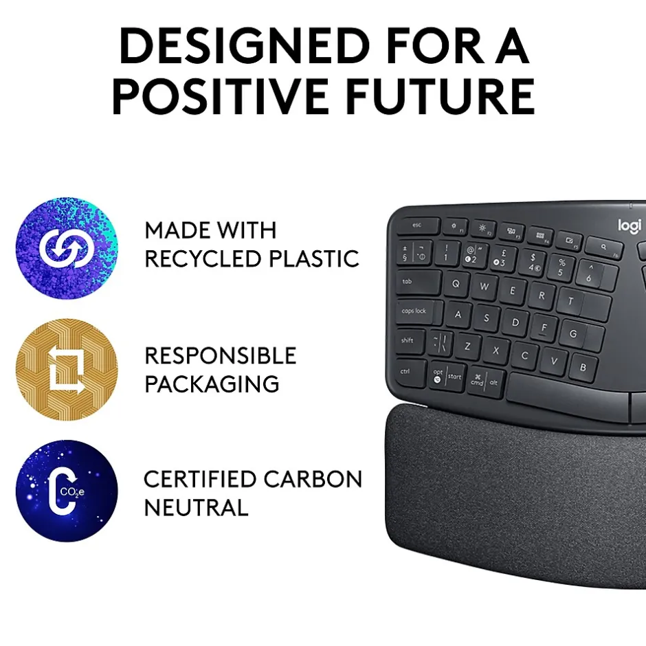 Logitech ERGO K860 Wireless Keyboard, Graphite (920-009166)* Ergonomic Keyboards