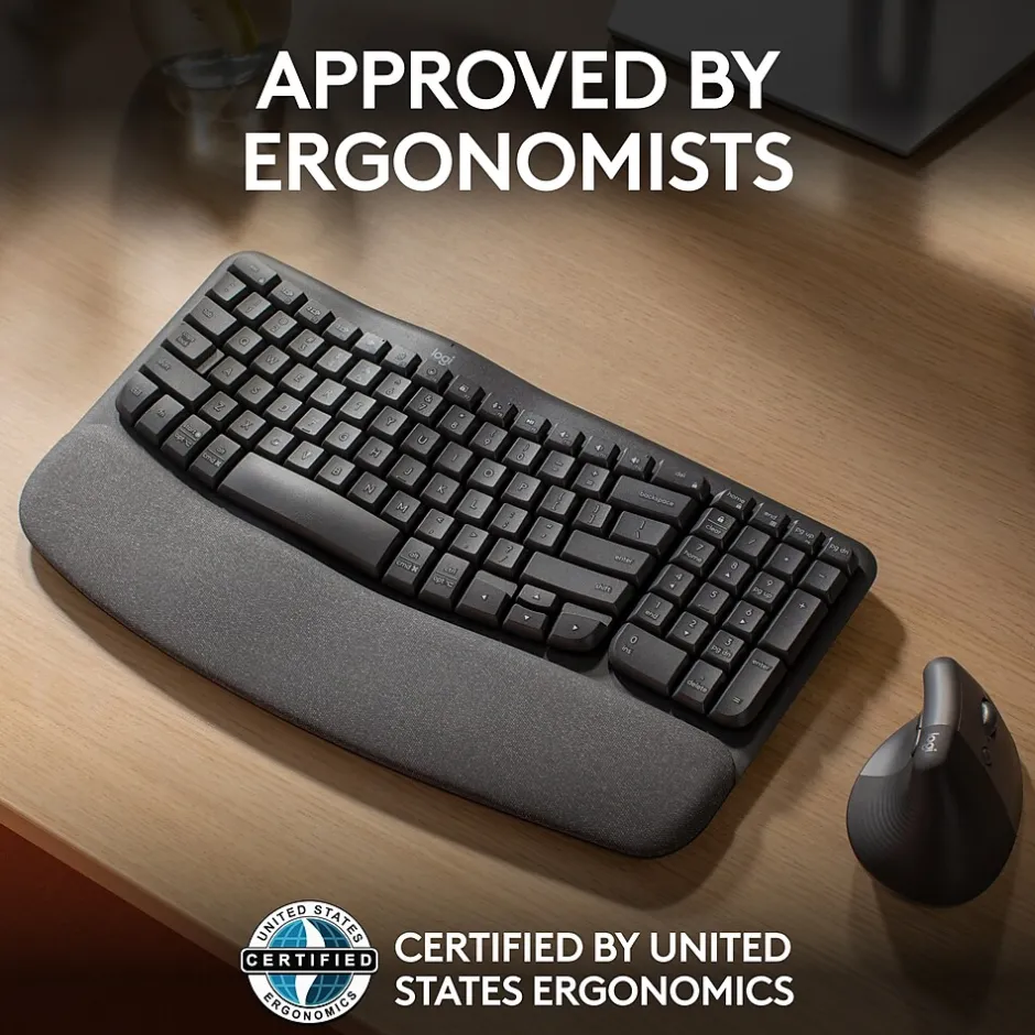 Logitech Ergo Series Wave Keys Wireless Ergonomic Keyboard, Graphite (920-011898)* Ergonomic Keyboards
