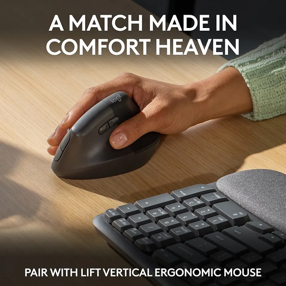 Logitech Ergo Series Wave Keys Wireless Ergonomic Keyboard, Graphite (920-011898)* Ergonomic Keyboards