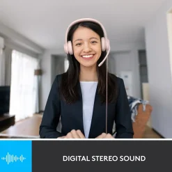 Logitech H390 Wired Headset For PC/Laptop, Rose Noise Canceling Stereo Computer Headset, USB-A (981-001280)* Headsets