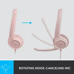 Logitech H390 Wired Headset For PC/Laptop, Rose Noise Canceling Stereo Computer Headset, USB-A (981-001280)* Headsets