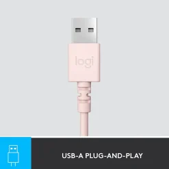 Logitech H390 Wired Headset For PC/Laptop, Rose Noise Canceling Stereo Computer Headset, USB-A (981-001280)* Headsets
