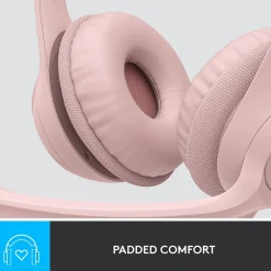 Logitech H390 Wired Headset For PC/Laptop, Rose Noise Canceling Stereo Computer Headset, USB-A (981-001280)* Headsets