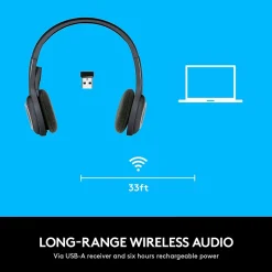 Logitech H600 Wireless Computer Headset, Over-the-Head, Black* Headsets