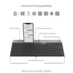 Logitech K585 Slim Multi-Device Wireless Keyboard, Graphite (920-011479)* Ergonomic Keyboards