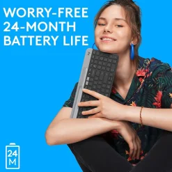 Logitech K585 Slim Multi-Device Wireless Keyboard, Graphite (920-011479)* Ergonomic Keyboards