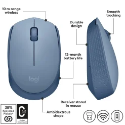 Logitech M170 Wireless Ambidextrous Optical Mouse, Blue/Gray (910-006863)* Mice