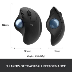 Logitech M575 Wireless Ergonomic Trackball Bluetooth & USB Mouse, (910-005869)* Ergonomic Mice