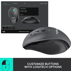 Logitech Marathon M705 Wireless Ergonomic Optical USB Mouse, Charcoal (910-001935)* Ergonomic Mice