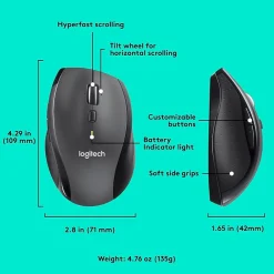 Logitech Marathon M705 Wireless Ergonomic Optical USB Mouse, Charcoal (910-001935)* Ergonomic Mice