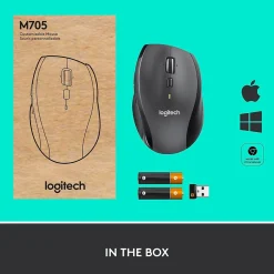 Logitech Marathon M705 Wireless Ergonomic Optical USB Mouse, Charcoal (910-001935)* Ergonomic Mice