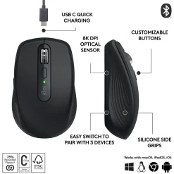 Logitech MX Anywhere 3S Wireless Optical USB Mouse, Black (910-006928)* Mice