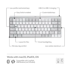 Logitech MX Mechanical Mini for Mac Wireless Ergonomic Keyboard, Pale Gray (920-010553)* Ergonomic Keyboards