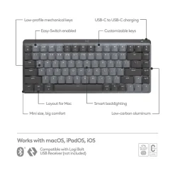 Logitech MX Mechanical Mini Wireless Ergonomic Keyboard for Mac, Space Gray (920-010831)* Ergonomic Keyboards