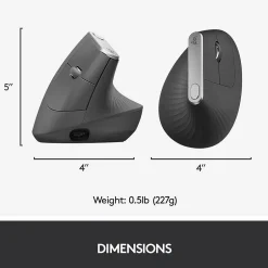 Logitech MX Vertical Wireless Ergonomic Vertical Ambidextrous Optical 2.4 GHz Mouse, Graphite (910-005447)* Ergonomic Mice