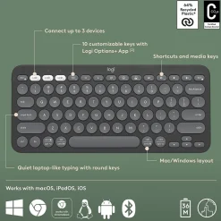 Logitech Pebble Keys 2 K380S Wireless Ergonomic Keyboard, Black (920-011775)* Ergonomic Keyboards