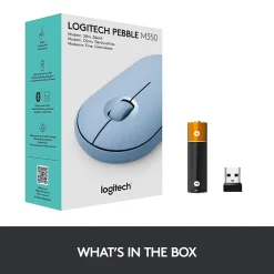 Logitech Pebble M350 Wireless Ambidextrous Optical Mouse, Blue Gray (910-005773)* Mice