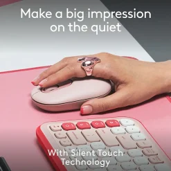 Logitech POP Wireless Ambidextrous Optical Mouse, Rose (910-007409)* Mice