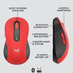 Logitech Signature M650 L Wireless Optical USB Mouse, Classic Red (910-006358)* Ergonomic Mice
