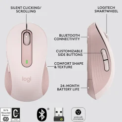 Logitech Signature M650 Wireless Ergonomic Optical Bluetooth & USB Mouse, (910-006251)* Mice