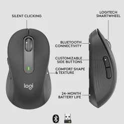 Logitech Signature M650 Wireless Optical USB Mouse, Graphite (910-006250)* Ergonomic Mice
